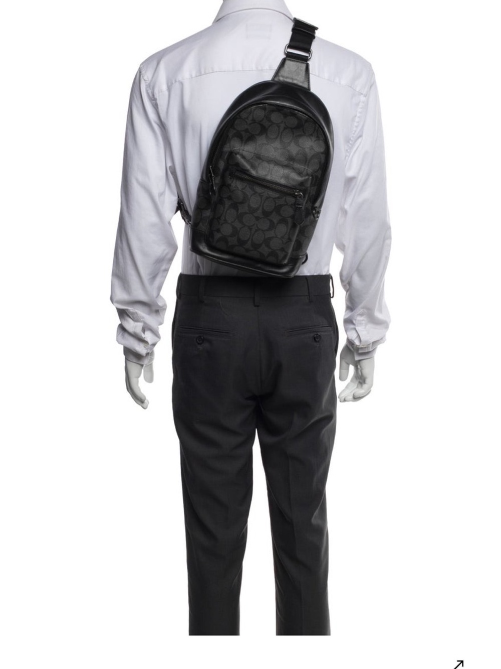 Coach Men's Charcoal Signature Crossbody Sling Backpack - Picture 3 of 7